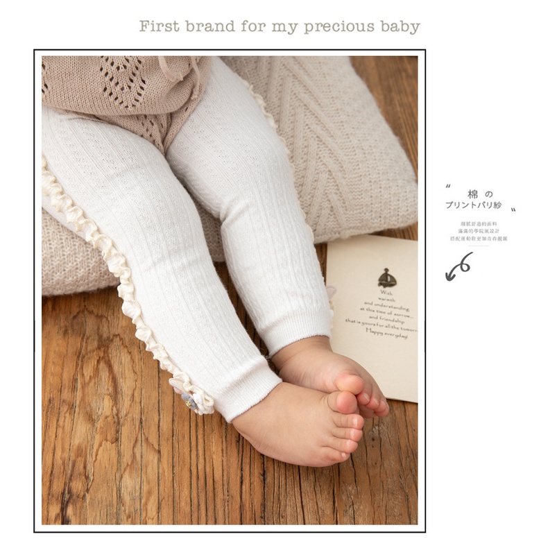 Quần tất legging không bàn cho bé từ 0-3 tuổi có bèo nhún đáng yêu, chất liệu len dày dặn siêu ấm LABAMO