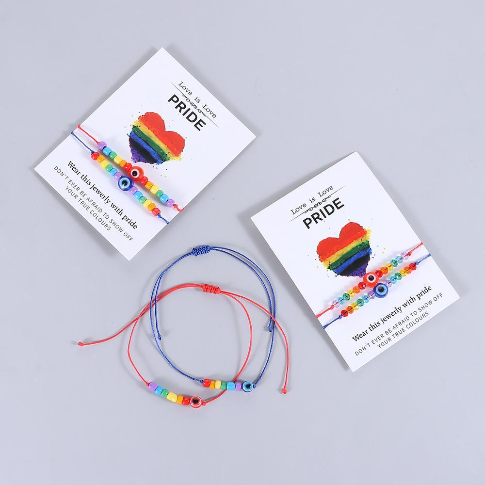 Vòng Tay Dây Xỏ Hạt Màu Cầu Vồng LGBT Thời Trang Có Thể Điều Chỉnh Cho Nam Và Nữ