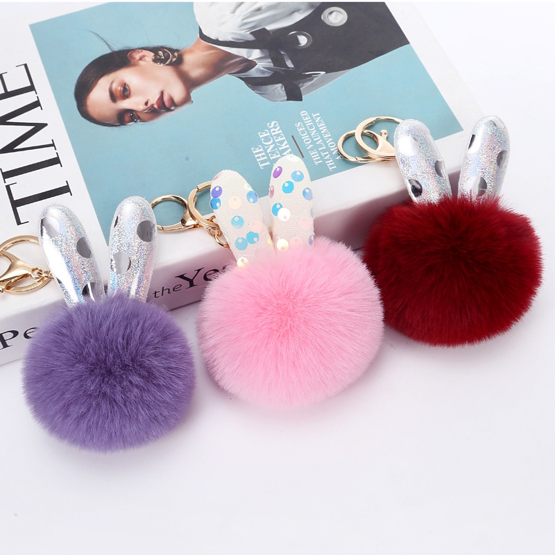 Móc khoá Móc Khoá móc khóa cute móc khoá bông móc khoá balo móc khoá túi Đôi tai thỏ thỏ sáng tạo kiểu tóc quả bóng dây chuyền học sinh đeo mặt dây chuyền ins Tide