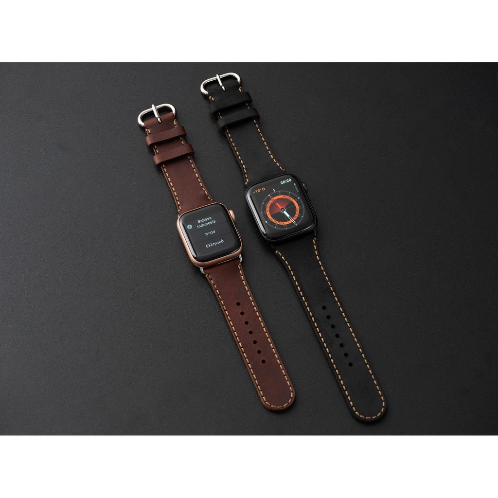 Dây Da Cho Đồng Hồ Apple Watch Sen (Khắc Tên) Sử Dụng Được Dưới Nước- 42/44MM_Hàng Chính Hãng