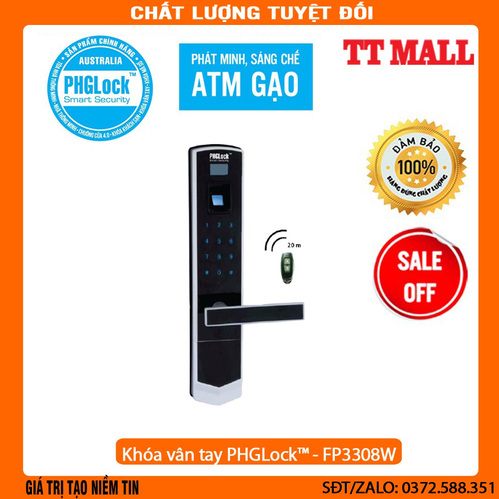 Khóa vân tay,mã số,thẻ từ cho cửa gỗ PHGLock™ - FP3308W chính hãng bảo hành 24 tháng .