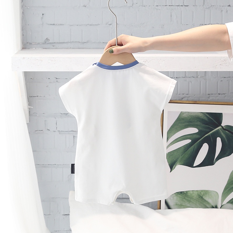 Bộ Áo Liền Quần Ngắn Tay In Hoạt Hình Thời Trang Mùa Hè Cho Bé Sơ Sinh