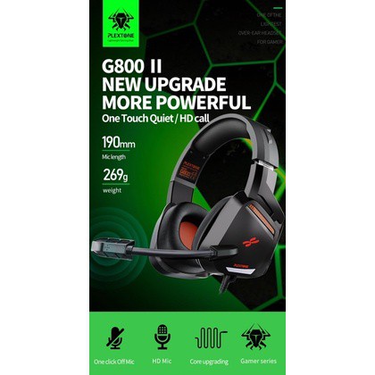 Tai nghe chụp tai Plextone G800 dây dù chống rối, Siêu nhẹ có mic rời, tương thích máy tính, điện thoại -dc4580