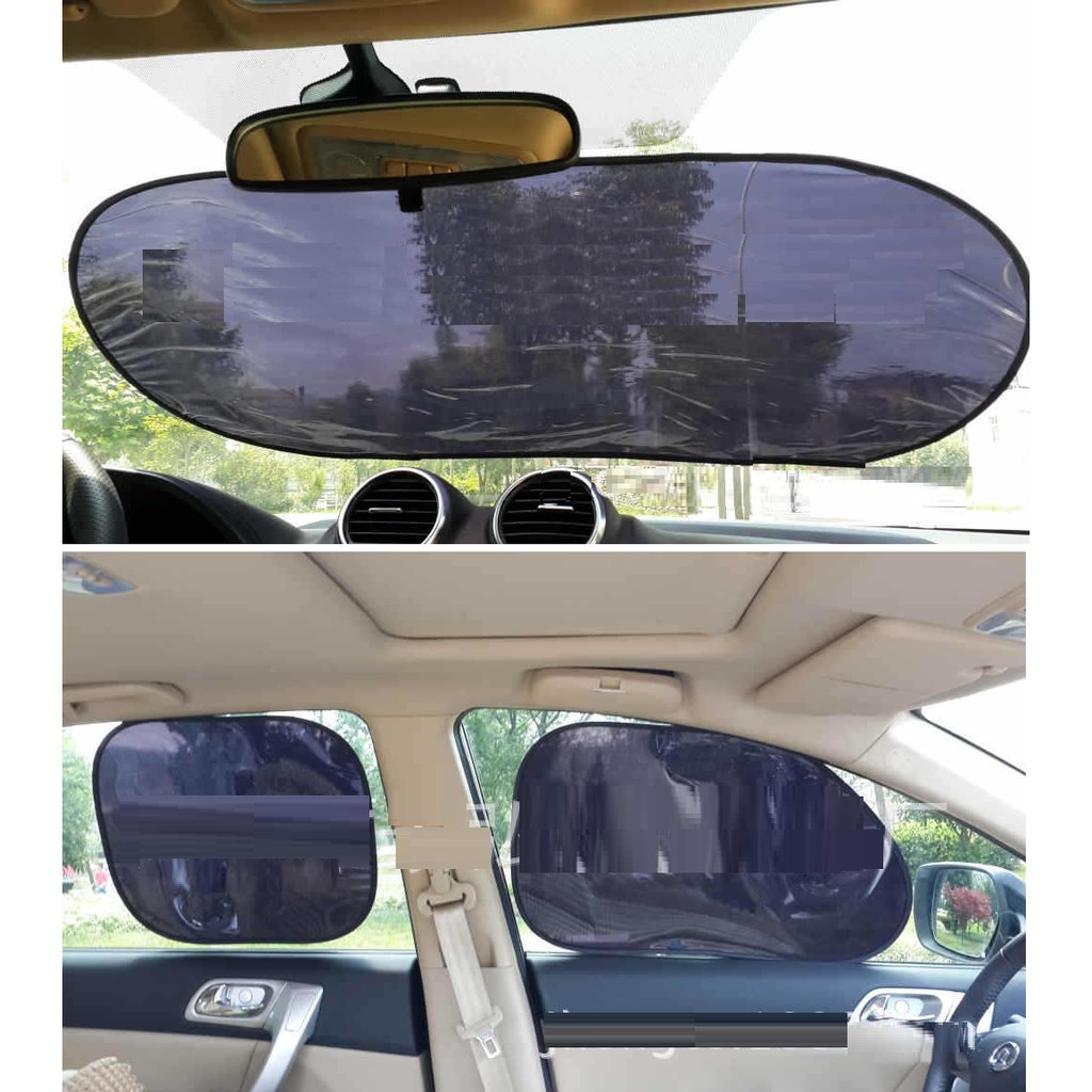 Bộ 5 tấm che nắng(97% tia uv, tử ngoại) kính hai bên và kính lái cao su non siêu dính xe hơi ô tô