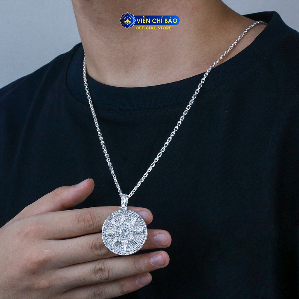 Mặt dây chuyền bạc nam Mặt trời đính đá chất liệu bạc 925 thời trang phụ kiện trang sức Viễn Chí Bảo M300518