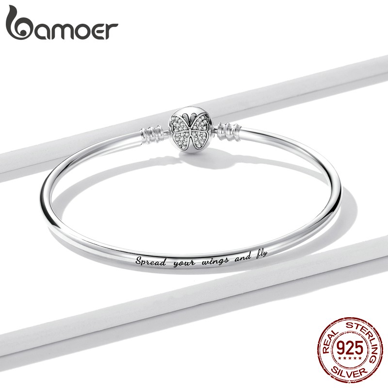 Vòng đeo tay BAMOER BSB084 bằng bạc 925 hình bướm thời trang cho nữ