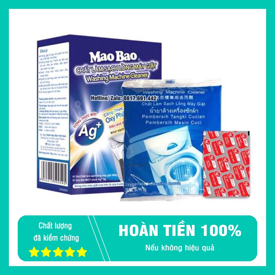 Chất Vệ Sinh Máy Giặt Cửa Ngang, Vệ Sinh Máy Giặt Cửa Trên, Tẩy Lồng Máy Giặt Ion Bạc Kháng Khuẩn 300g