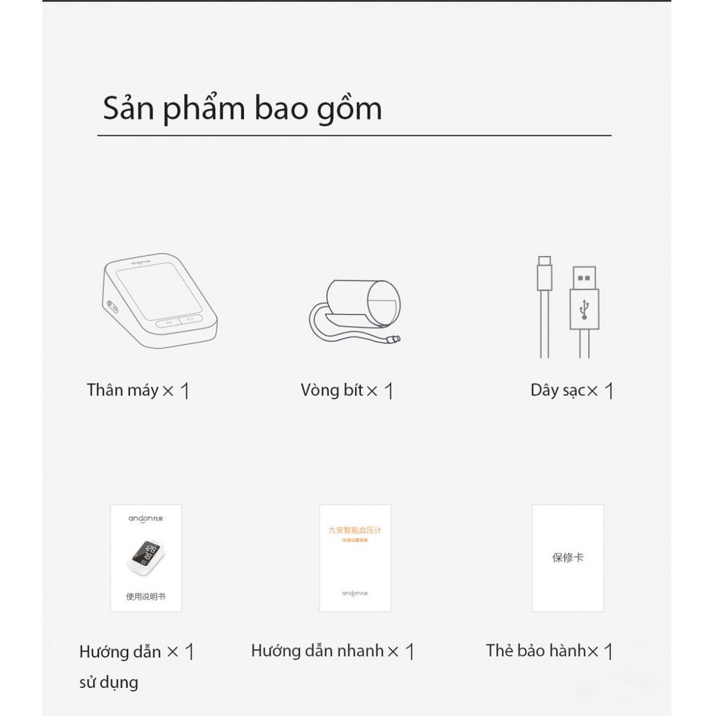 Máy đo huyết áp Xiaomi Andon KD-5907 độ chính xác cao, đo liên tục 150 lần, tự động tắt khi không sử dụng