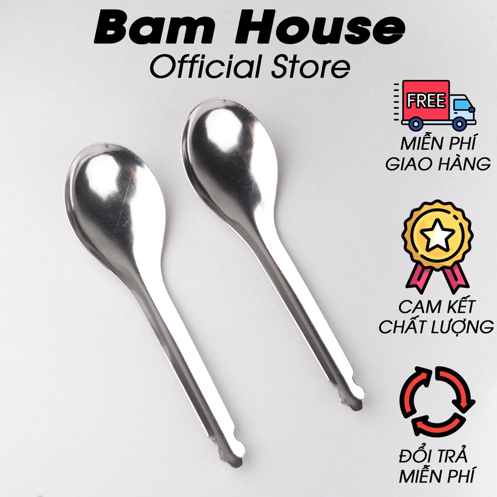 Muỗng canh bầu tròn inox Bam House loại dày cao cấp MT03 - Gia dụng bếp