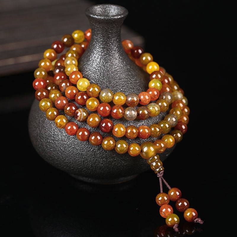 Vòng Tay Chuỗi 108 Hạt Đá Tự Nhiên Họa Tiết Rồng Nhiều Vòng Dành Cho Nam Và Nữ