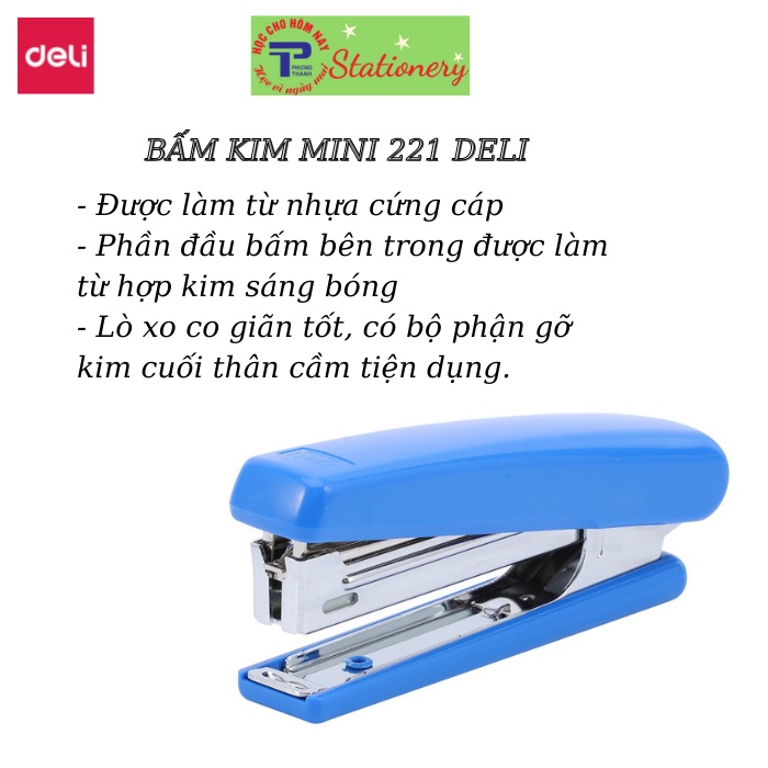 Dập ghim #10 Deli 15 trang, Đen, xanh, xám - 1 cái E0221