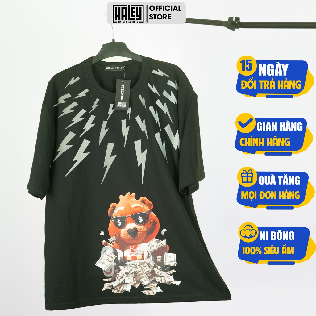 Áo Thun phông Nam Nữ HALEY Unisex Tay Lỡ Form Rộng Tia Sét Phản Quang cá tính cool ngầu TN88