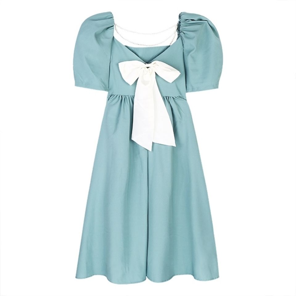 Đầm Dài Tay Phồng Cổ Vuông Hở Lưng Thắt Nơ Phong Cách Pháp Thanh Lịch Thời Trang Mùa Hè 2022 Mới Dành Cho Bạn Nữ