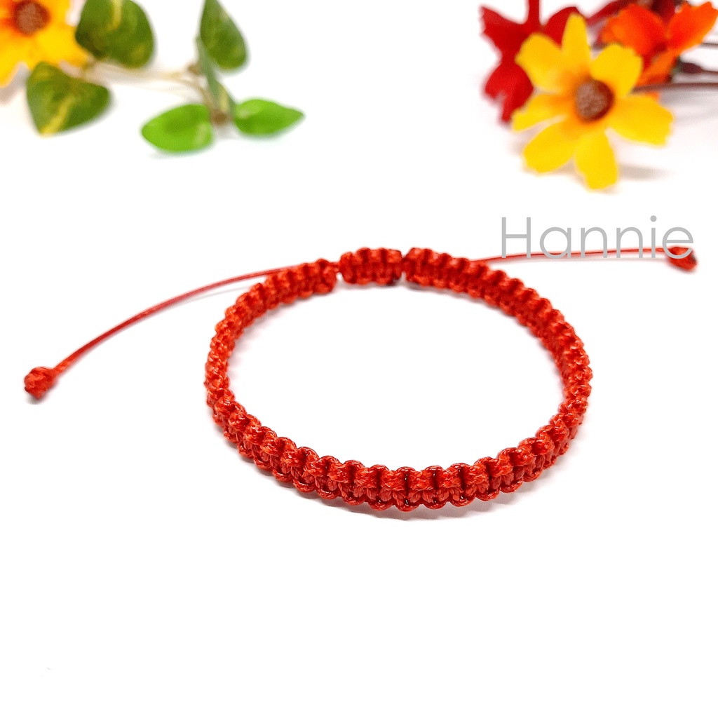 Vòng tay dây sáp màu đỏ dây rút đeo tay nam nữ handmade đơn giản