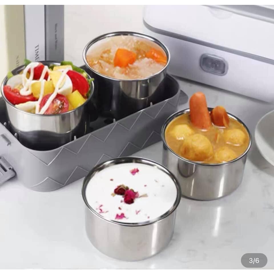 Hộp cơm cắm điện giữ nhiệt văn phòng 3 tầng 4 hộp Inox hâm nóng thức ăn đa năng AZ D2.002