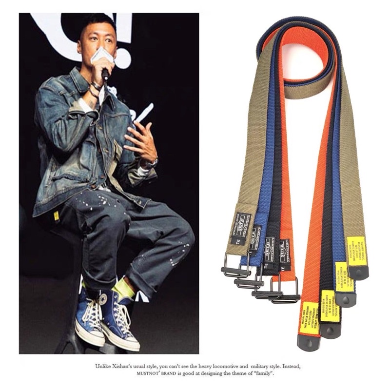 Thắt lưng vải canvas tem vàng TL026 Meo shop - dây nịt G-Dragon vải dù bản dây 3.3cm nam nữ gắn tag vàng