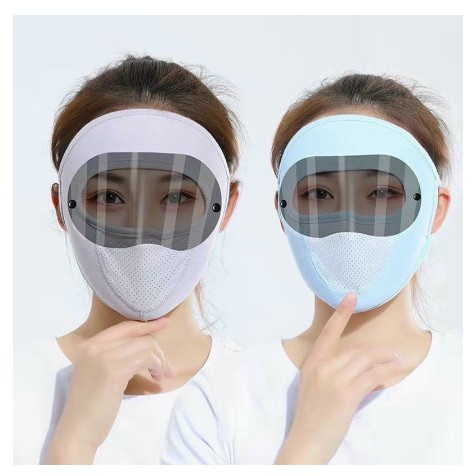 Khẩu trang Ninja có kính chống nắng bụi, vải thun cotton mỏng thoáng mát, che kín mặt, trán, có tai đeo ôm sát mặt