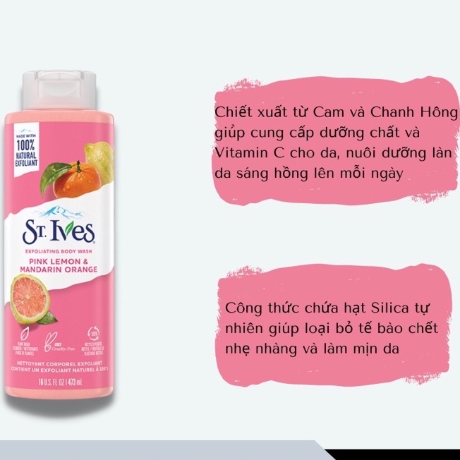 [Chính hãng]Sữa Tắm ST.IVES Hương Cam Đào 473ml -mẫu mới_USA date mới-[FREE SHIP] TỪ ĐƠN 50K