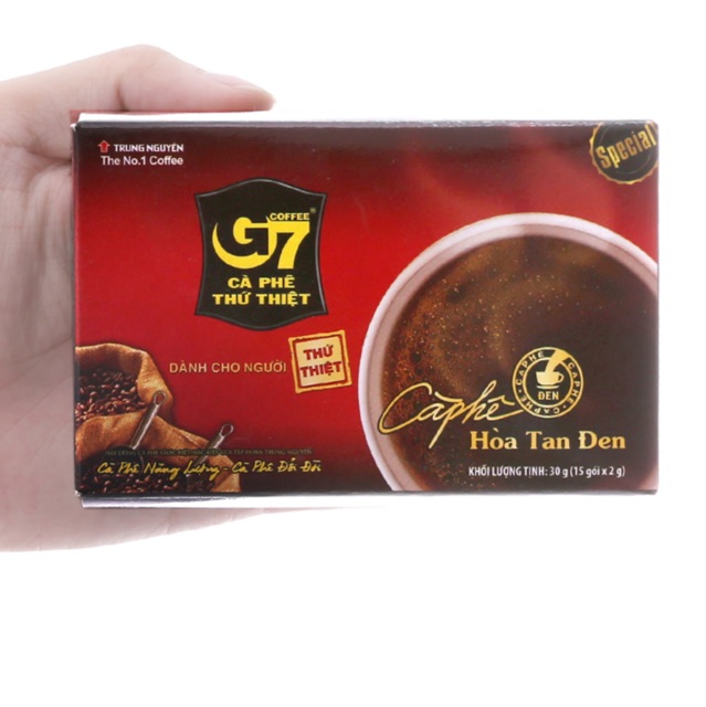 (HSD: T3/2023) Cà phê đen hoà tan không đường G7 hộp 30g ( 15 gói x2g)