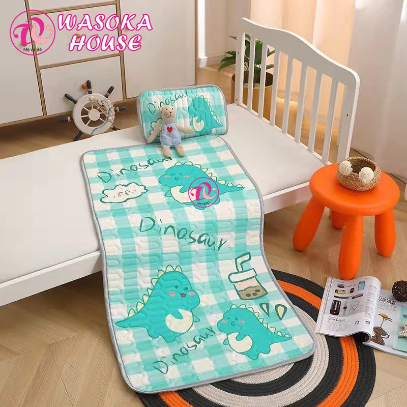 Chiếu điều hòa trẻ em cao su non 5D, kích cỡ 60x120cm, chiếu mềm giúp bé nằm mát lưng, ngủ ngon và sâu hơn
