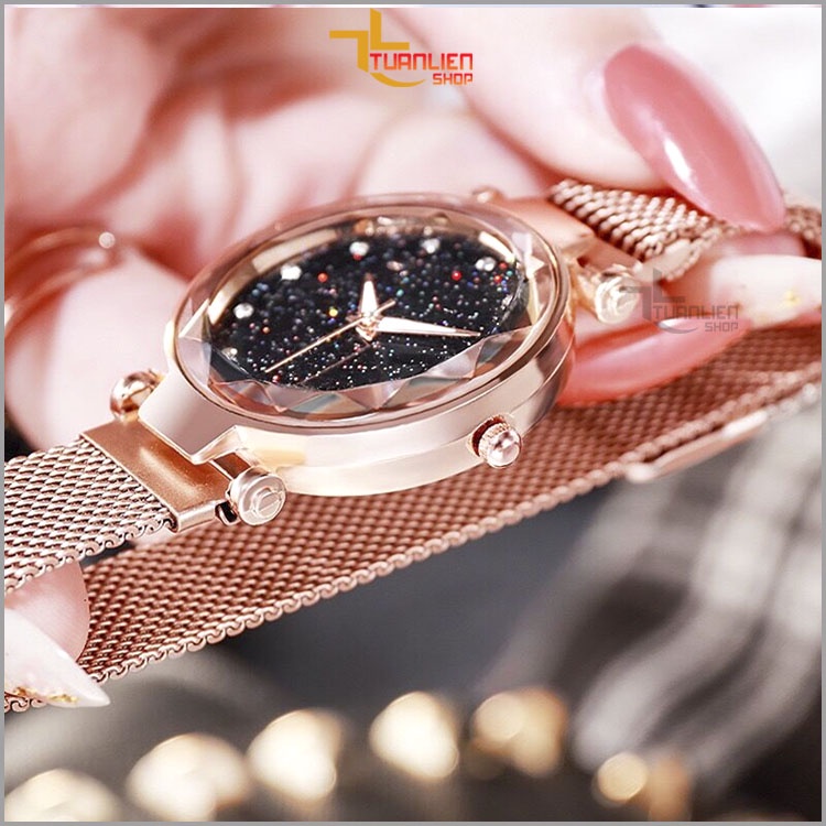 Đồng hồ nữ mặt vát 3D óng ánh dây thép nhuyễn sang trọng - TUANLIENSHOP