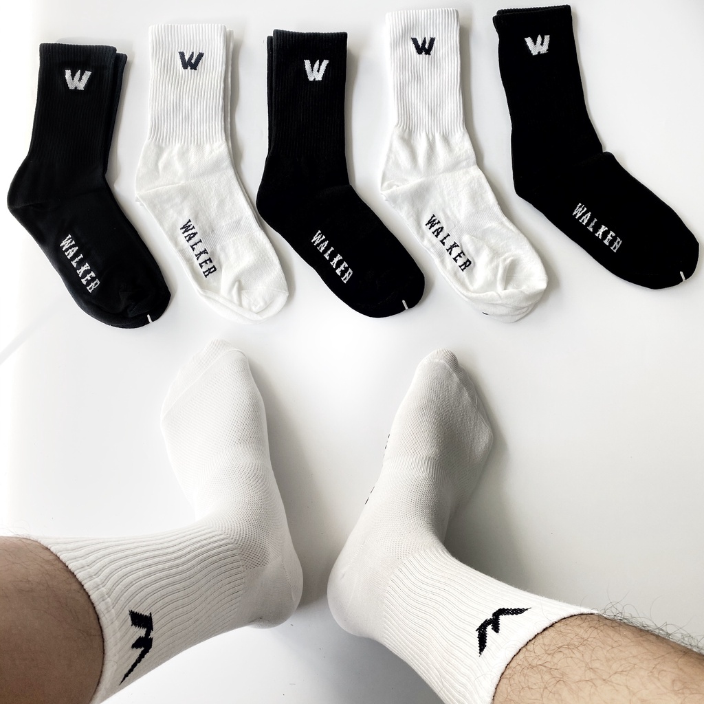 Tất Cổ Cao Nam/ Nữ Thấm Hút Mồ Hôi Freesize Dệt Logo Walker Vietnam