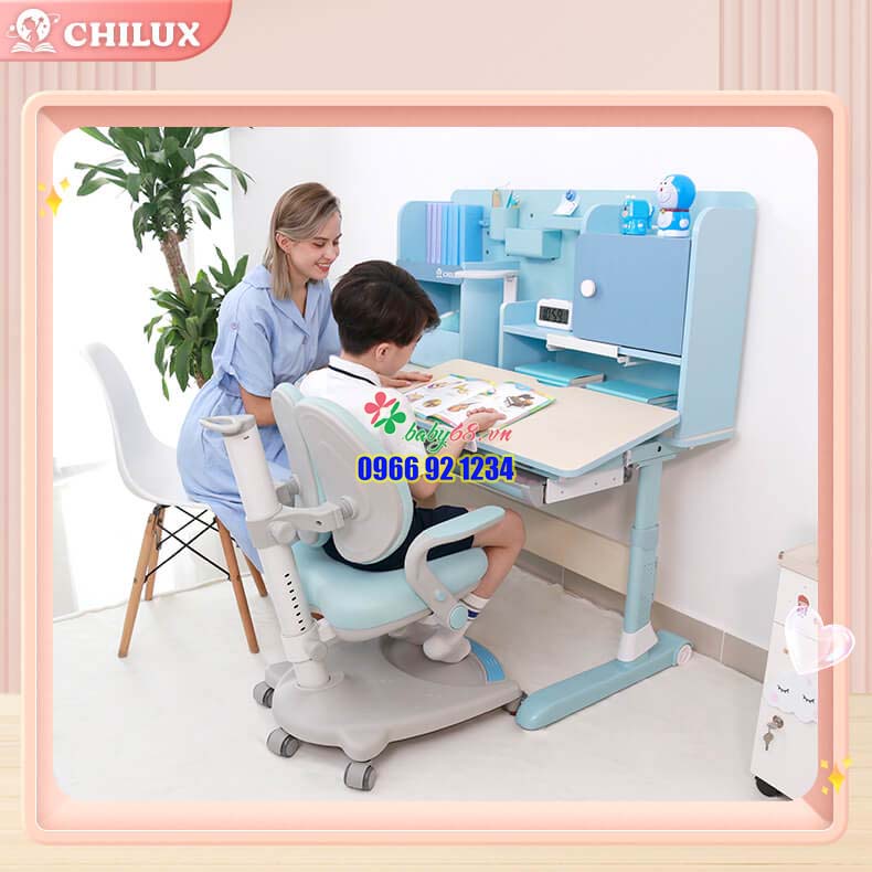 Bàn học trẻ em thông minh Chilux Smart V cao cấp, chống gù, chống cận cho bé