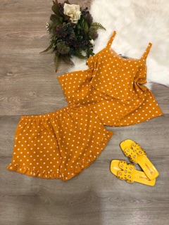 Bộ đùi 2 dây chấm bi lụa siêu mát
