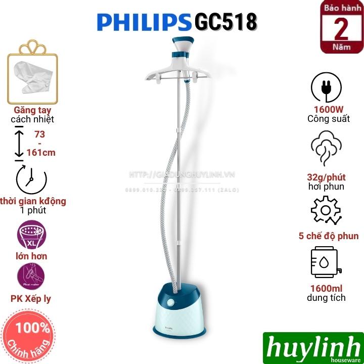 [Mã 44ELSALE2 giảm 7% đơn 300K] Bàn ủi hơi nước đứng Philips GC518 - bảo hành 2 năm chính hãng