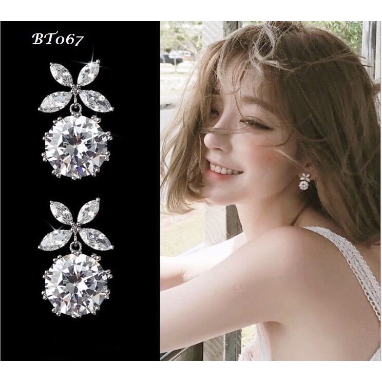 😍  FREESHIP 😍 Khuyên tai đính đá 😍 GIÁ RẺ 😍 trắng sáng, xinh tươi, trẻ trung