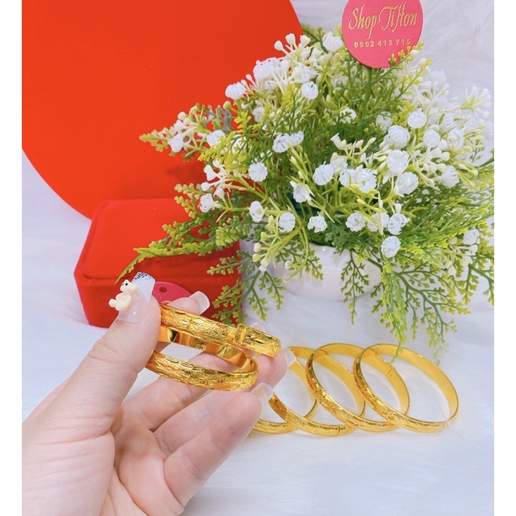 Vòng tay cưới kiểu chạm dát vàng 24 cao cấp mẫu mới cực đẹp