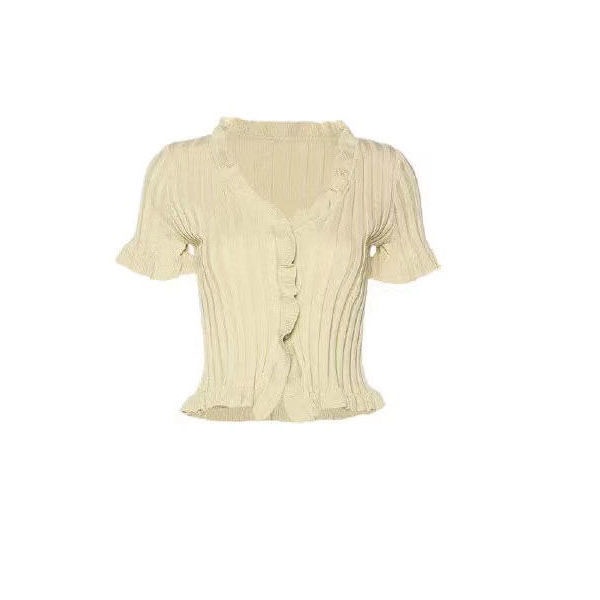 Bộ Áo Cardigan Ngắn Tay + Chân Váy Xếp Ly Lưng Cao Thời Trang Mùa Hè Ngọt Ngào Cho Nữ