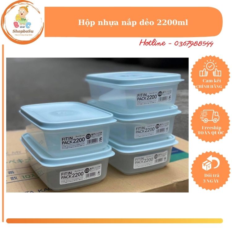 Hộp nhựa nắp dẻo 2200ml