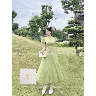 Đầm, Váy rút eo cổ tròn tay bồng