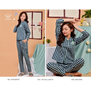 Bộ ngủ Pyjama Winny thu đông vải caro size M/L