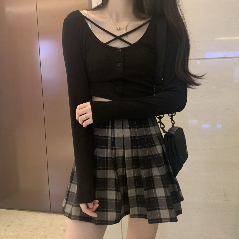 Áo Thun Tay Dài Dáng Ôm Phong Cách Hàn Quốc Thời Trang Mùa Thu Mới 2022 Dành Cho Bạn Nữ