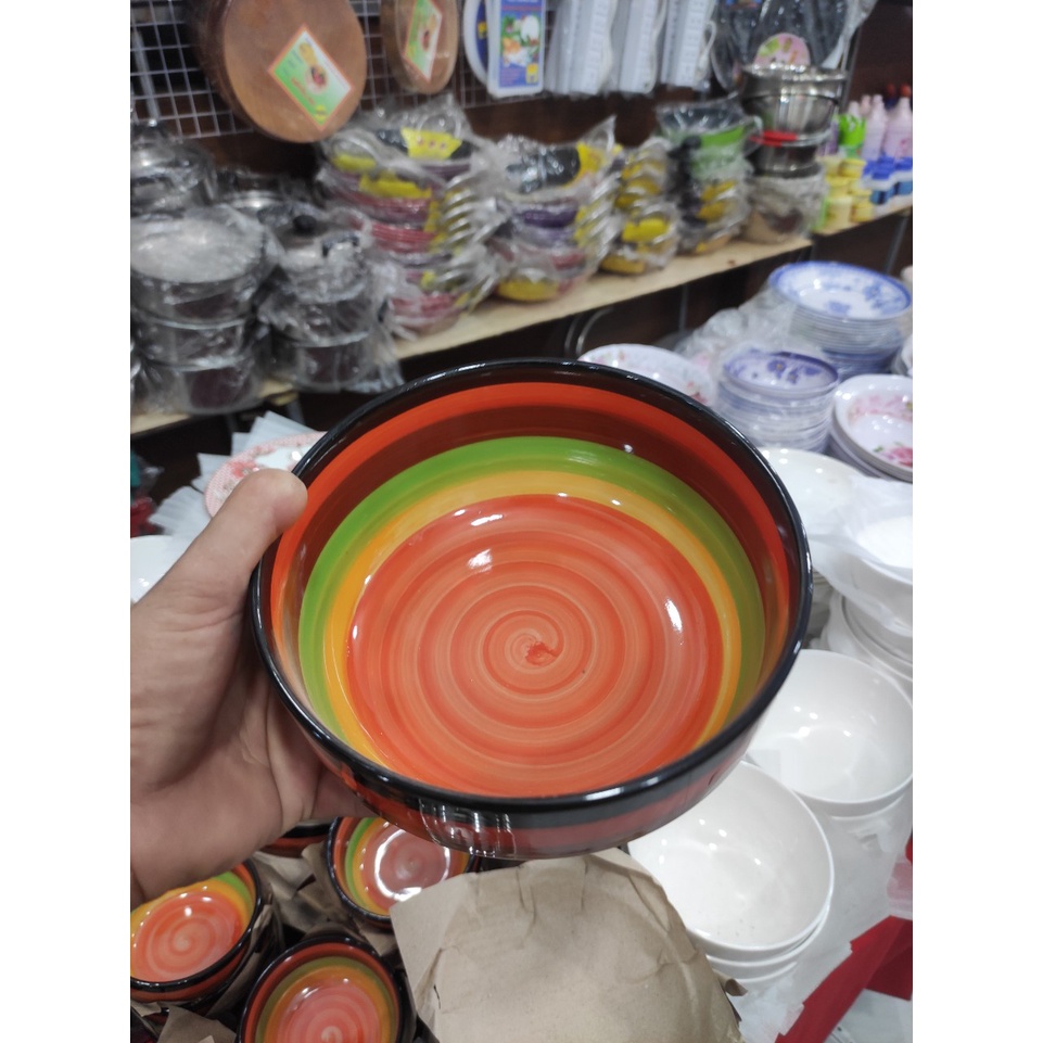TÔ , CHÉN  Sứ Sâu Lòng Hoạ Tiết Cầu Vồng 18cm - Tô Canh, Tô Phở, Đựng Thức Ăn - Tráng Men Cao Cấp