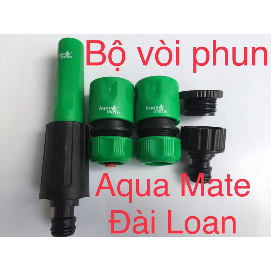 Vòi phun tưới cây, tưới lan, tưới vườn, rửa xe AquaMate Đài Loan + bộ trọn bộ đầu nối nhanh làm vườn, tưới lan