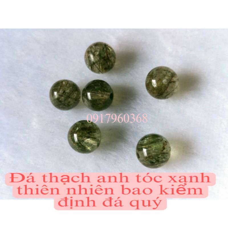 Viên đá tròn agat, quartz tóc đỏ, tóc vàng, tóc xanh xỏ DIY xỏ handmade làm vòng có nhiều màu