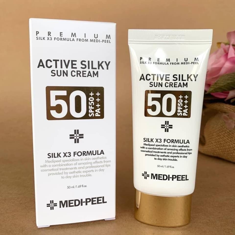 Kem chống nắng MEDI PEEL Active Silky Sun Cream SPF 50 căng bóng da, chống nắng tuyệt đỉnh - HONGS BEAUTY