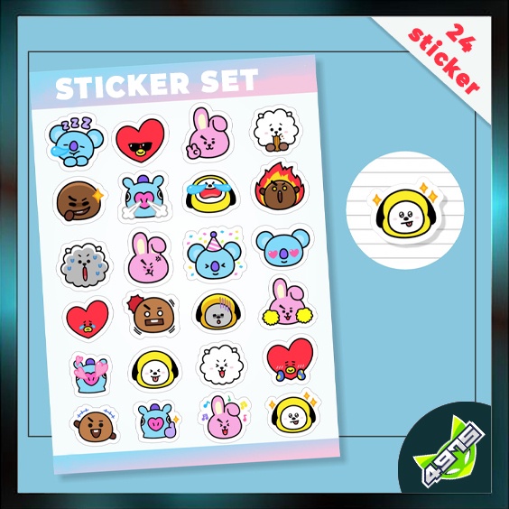 Set Sticker BT21 - BTS Cao Cấp - Đã Cắt Sẵn -  Hình In Sắc nét - Bền màu - Chống nước - Keo dính tốt