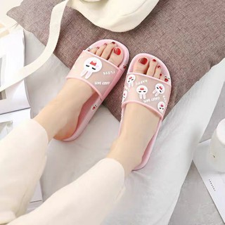 Dép quai ngang, dép mang trong nhà gấu nâu cute hồng đen