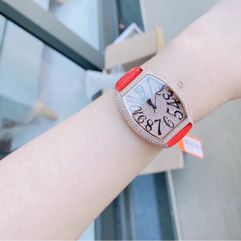 Đồng Hồ Davena Nữ Dây Da Đỏ 36mm Rose Gold Chính Hãng