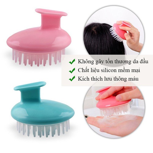 Lược gội đầu massage bằng gai silicon, không hại da đầu, lưu thông máu thư giãn, sạch gàu, hết ngứa, nhỏ gọn, có tay cầm