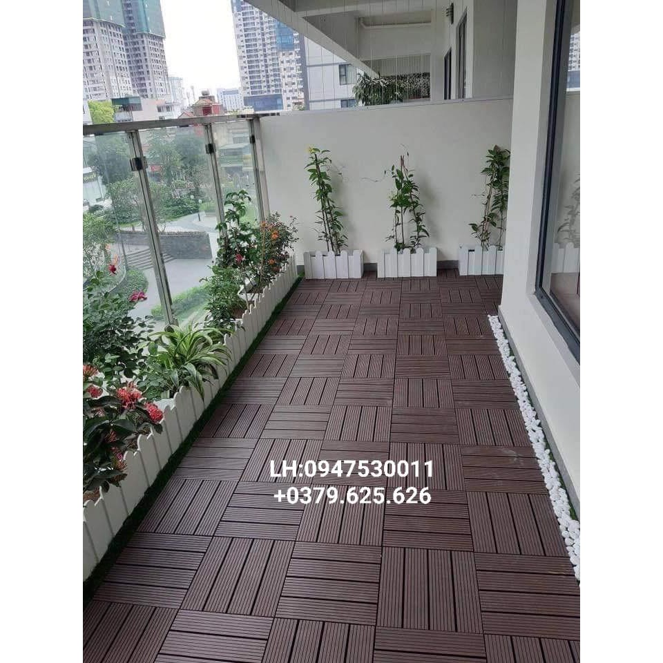 Combo 11 Vỉ (1 mét vuông) Sàn Gỗ Nhựa Composite Chịu Nước Lót Ban Công Sân Vườn Nhà Tắm, Nhận thi công
