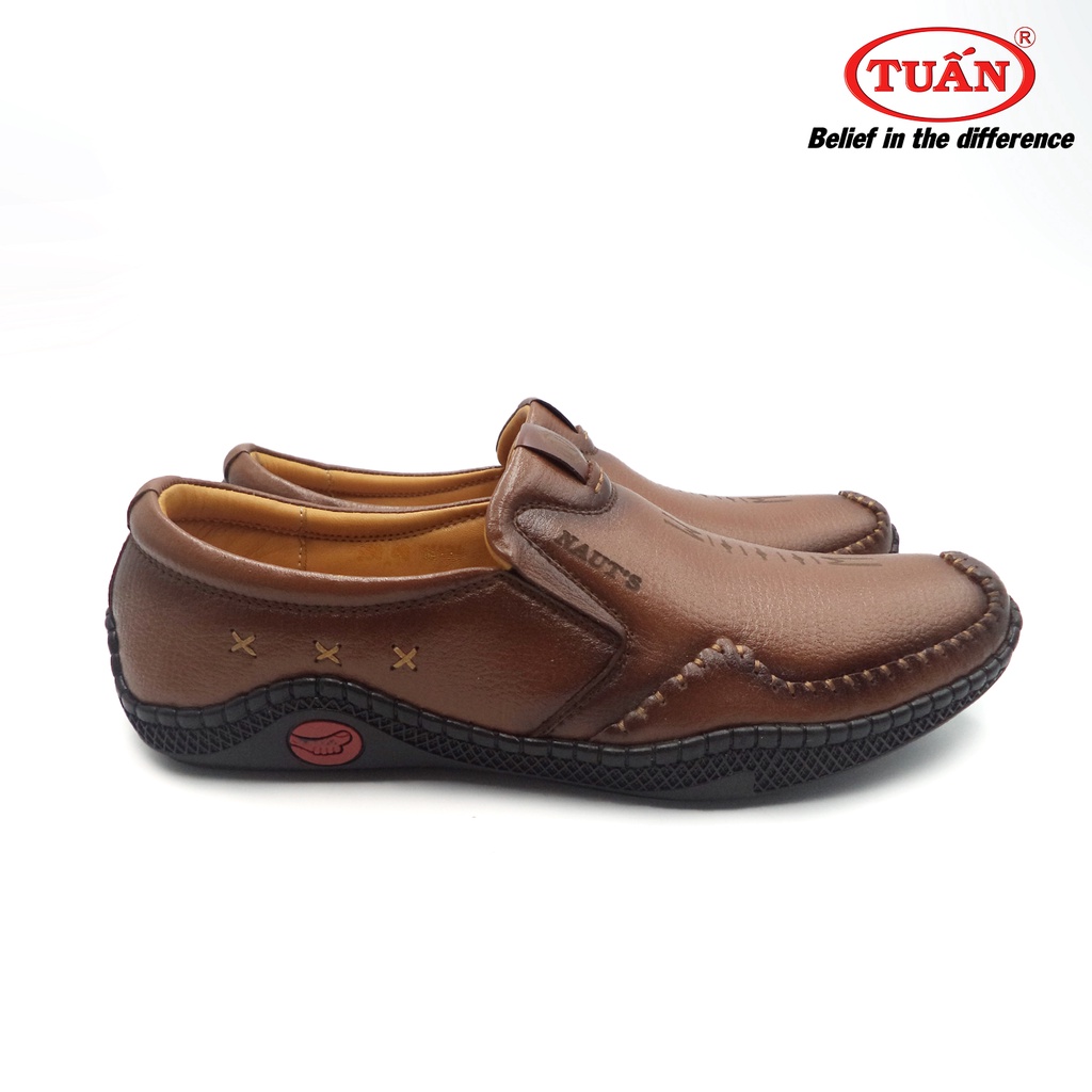 Giày da nam giày mọi nam quai da bò nhập khẩu đế cao su thương hiệu Tuấn GXHU-338