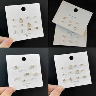  Set 6 bông tai họa tiết hình học đơn giản không gây dị ứng thiết kế thời trang