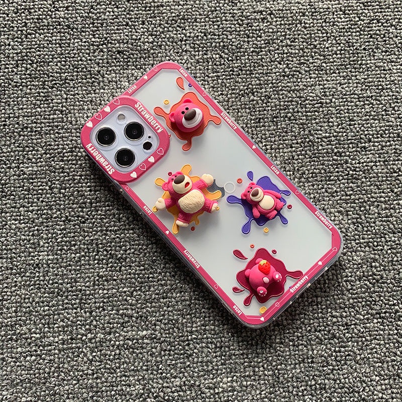 Ốp Điện Thoại Họa Tiết Gấu Dâu Tây Hoạt Hình Cho Iphone 13/12 Pro max Apple11 XR/Xs 6/7/8plus