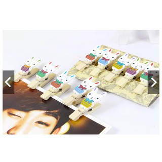 Combo 10 kẹp gỗ thỏ con kèm dây thừng