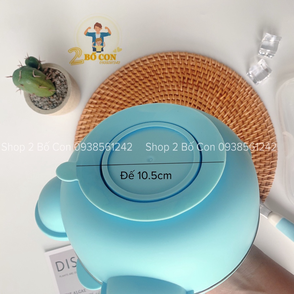 Bát ăn dặm chống đổ có nắp đậy cho bé - Khay ăn dặm chống lật inox và nhựa hình gấu cho bé Happypig